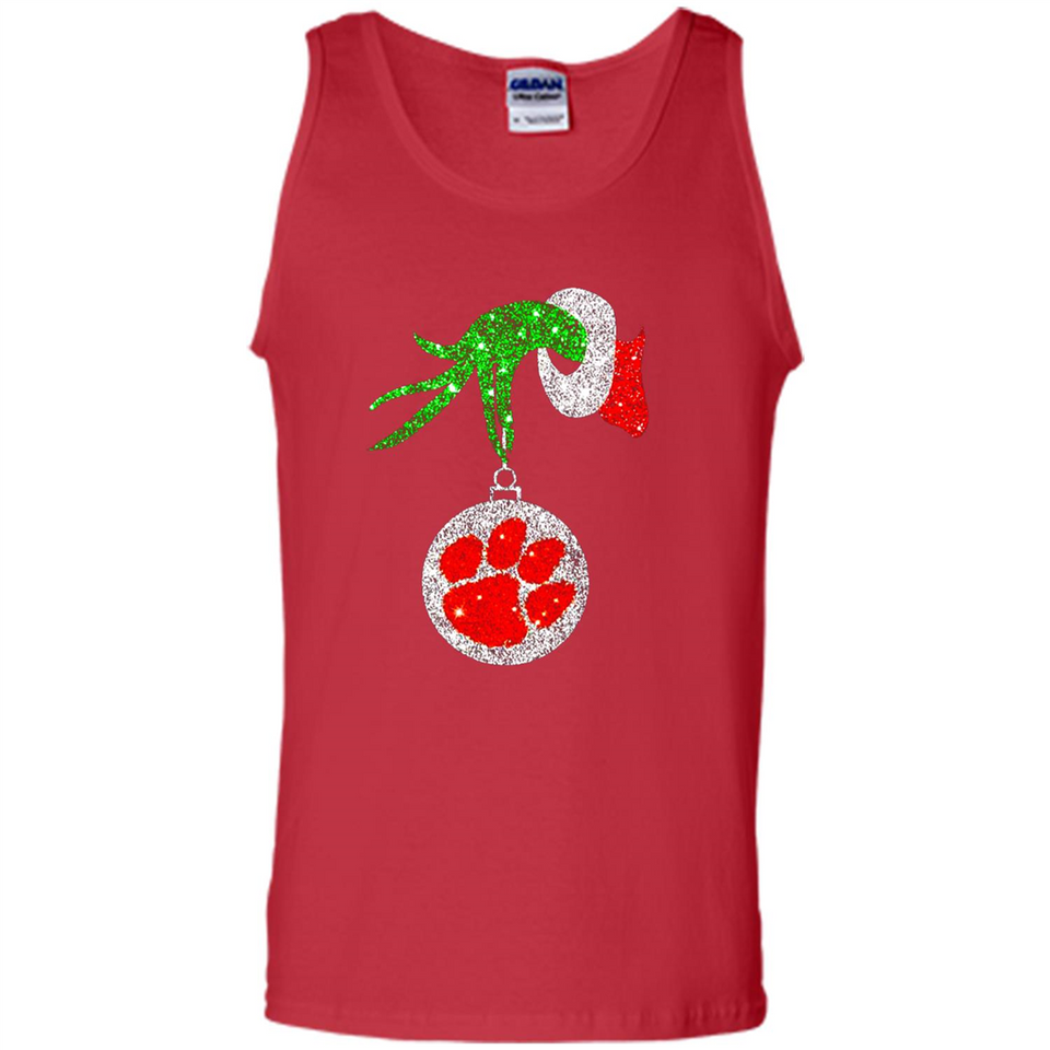Amazing tee Clemson Tigers Glitter Grinch Monogram Ornament Christmas Gift - Tank Top