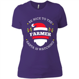 Be Nice to Farmer Santa Watching Christmas 1 - Ladies' Boyfriend T-Shirt