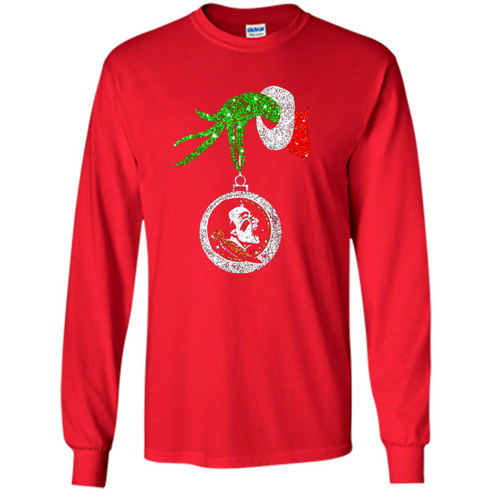 Amazing Florida State Seminoles Glitter Grinch Monogram Ornament Christmas Gift - Long Sleeve T-Shirt