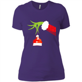 Funny Grinch Hand Holding Santa Hat Ornament Christmas PING PONG