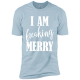 I Am Freaking Merry Funny Festive Winter Holiday - Premium Short Sleeve T-Shirt