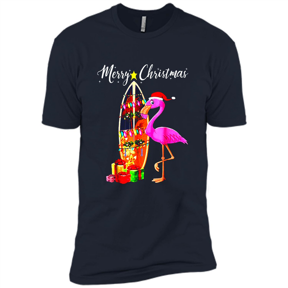 Flamingo Christmas Shirt, Merry Christmas Shirt , Flamingo - Premium Short Sleeve T-Shirt
