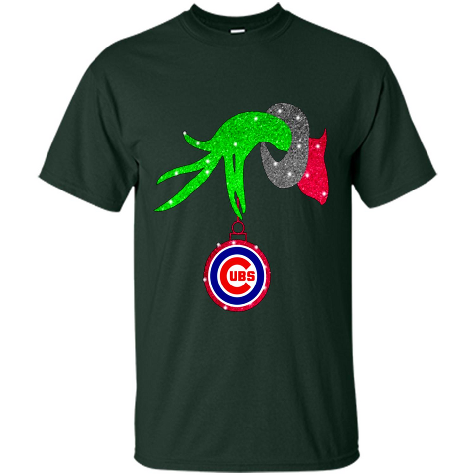 GRINCH HAND HOLDING CHICAGO CUBS GLITTER CHRISTMAS PINGPONG