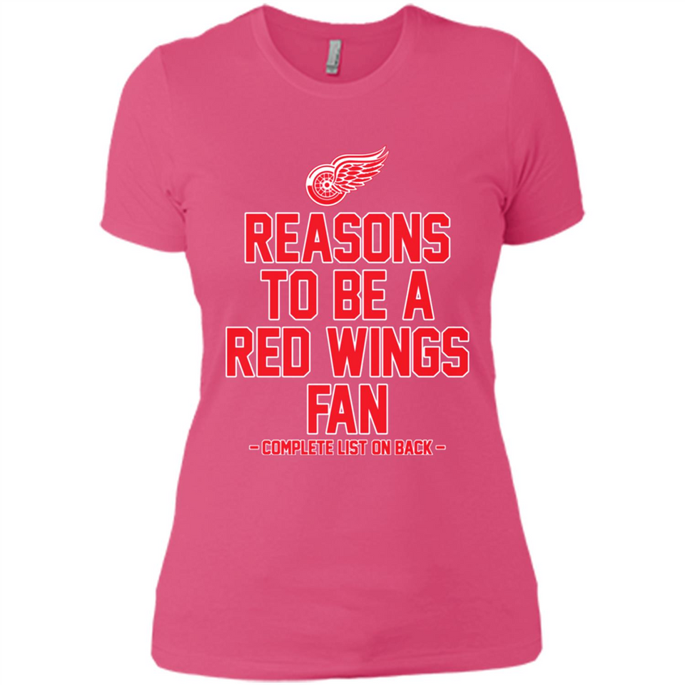 Reasons to be a Detroit Red Wings Fan Complete List on Back - Ladies' Boyfriend T-Shirt