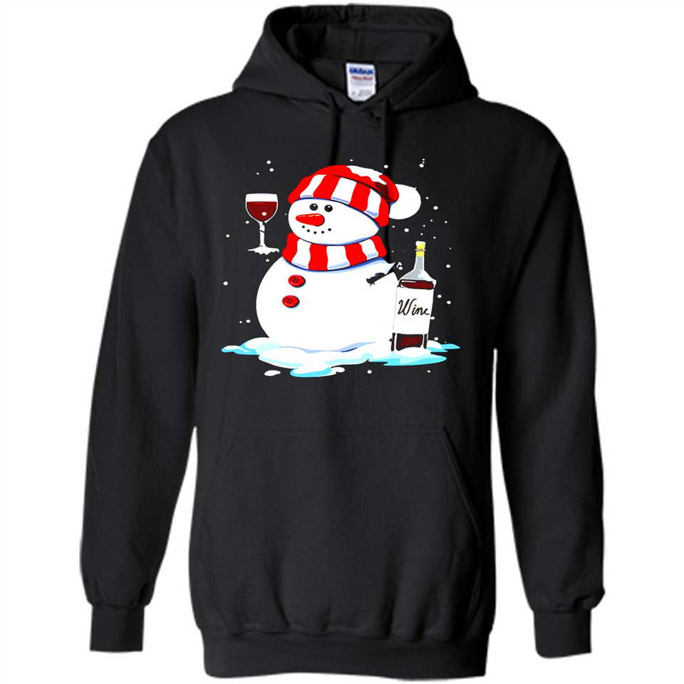 Cute Snowman drink Red Wine Christmas T-Shirt - Hoodie