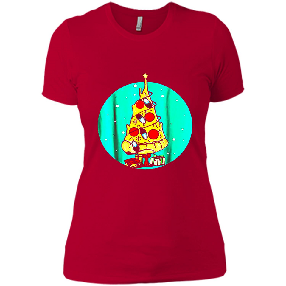 Funny Pizza Ugly Christmas Sweater Xmas Pizza Tree - Ladies' Boyfriend T-Shirt