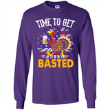 Time To Get Basted Funny Turkey Beer Thanksgiving - Long Sleeve T-Shirt