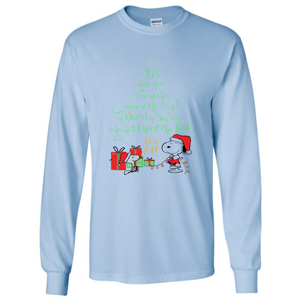 Snoopy Merry Christmas with Christmas tree T-Shirt - Long Sleeve T-Shirt