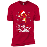 Mooey Christmas Cow Santa Christmas Lover Lights Sweatshirt - Premium Short Sleeve T-Shirt