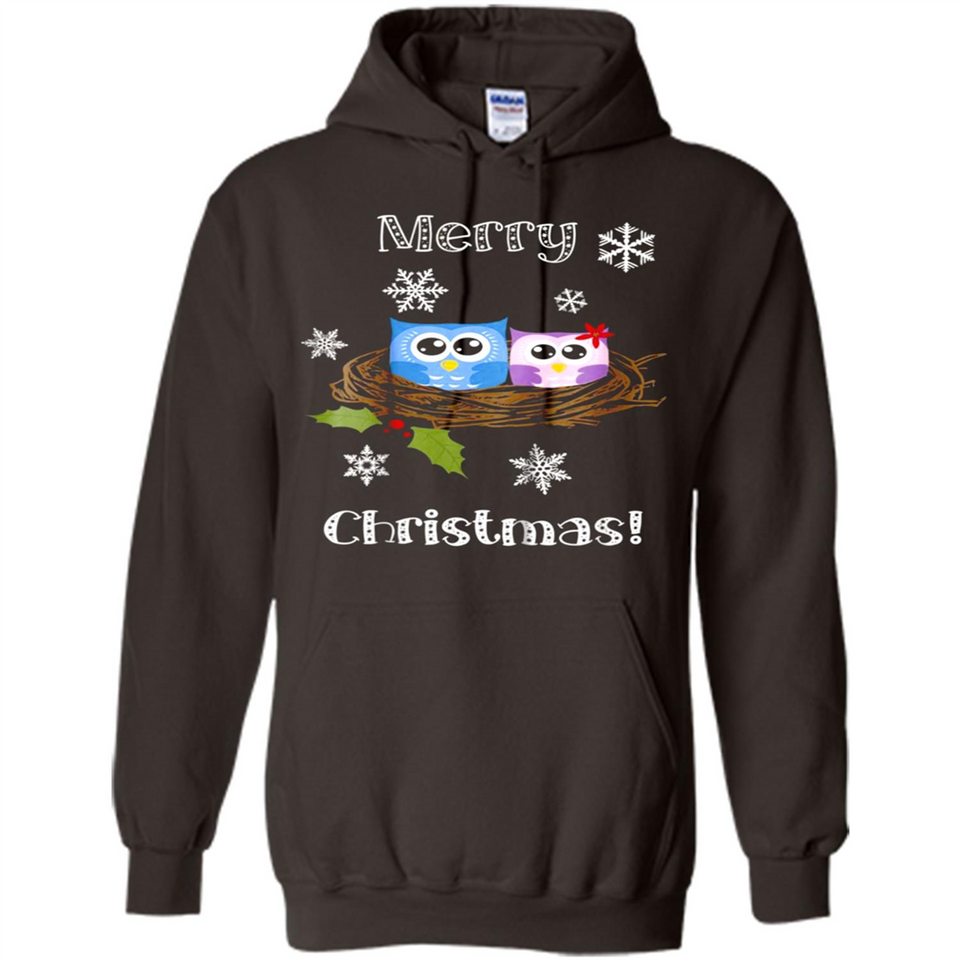 Cute Christmas Shirt Merry Christmas Snowflakes Owls Nest