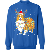 Christmas Lights Shetland Sheepdog Wearing Santa Hat Funny Xmas - Sweatshirt