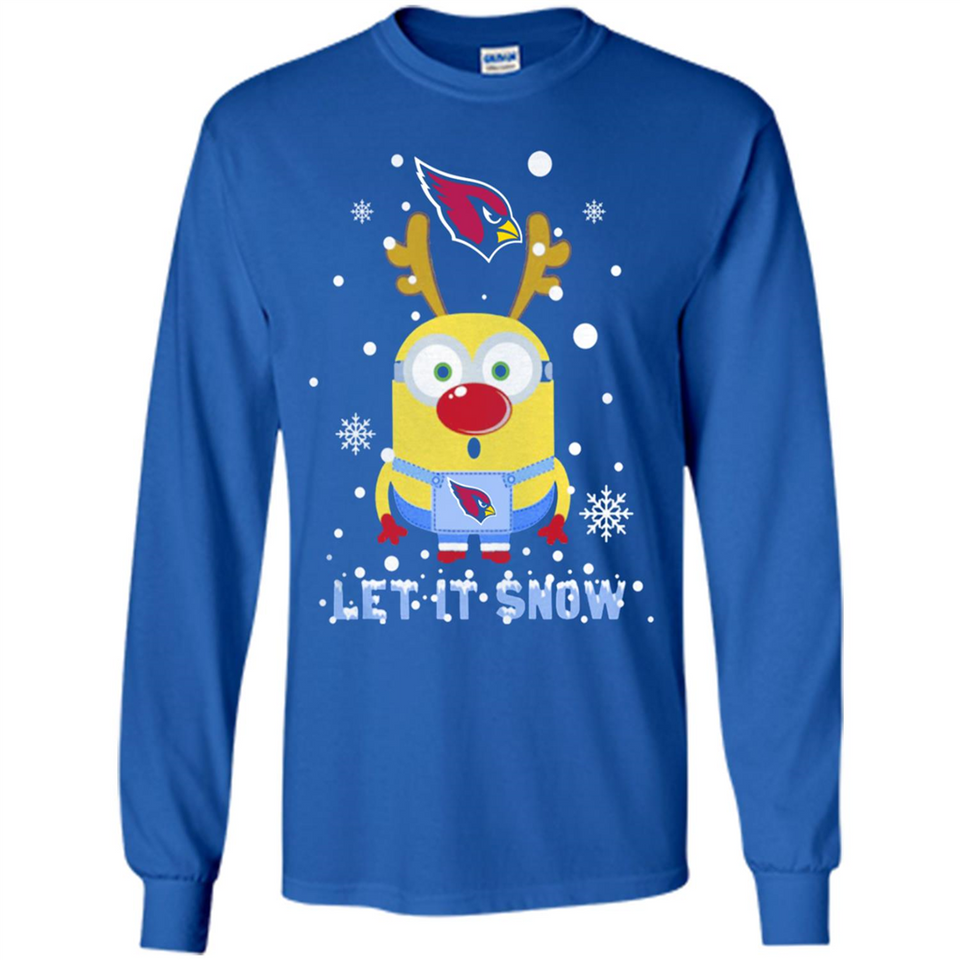 Minion Arizona Cardinals Ugly Christmas Sweater Let it Snow - Long Sleeve T-Shirt