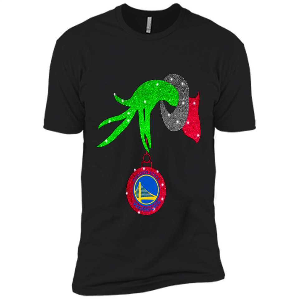 GRINCH HAND HOLDING GOLDEN STATE WARRIORS GLITTER CHRISTMAS PINGPONG