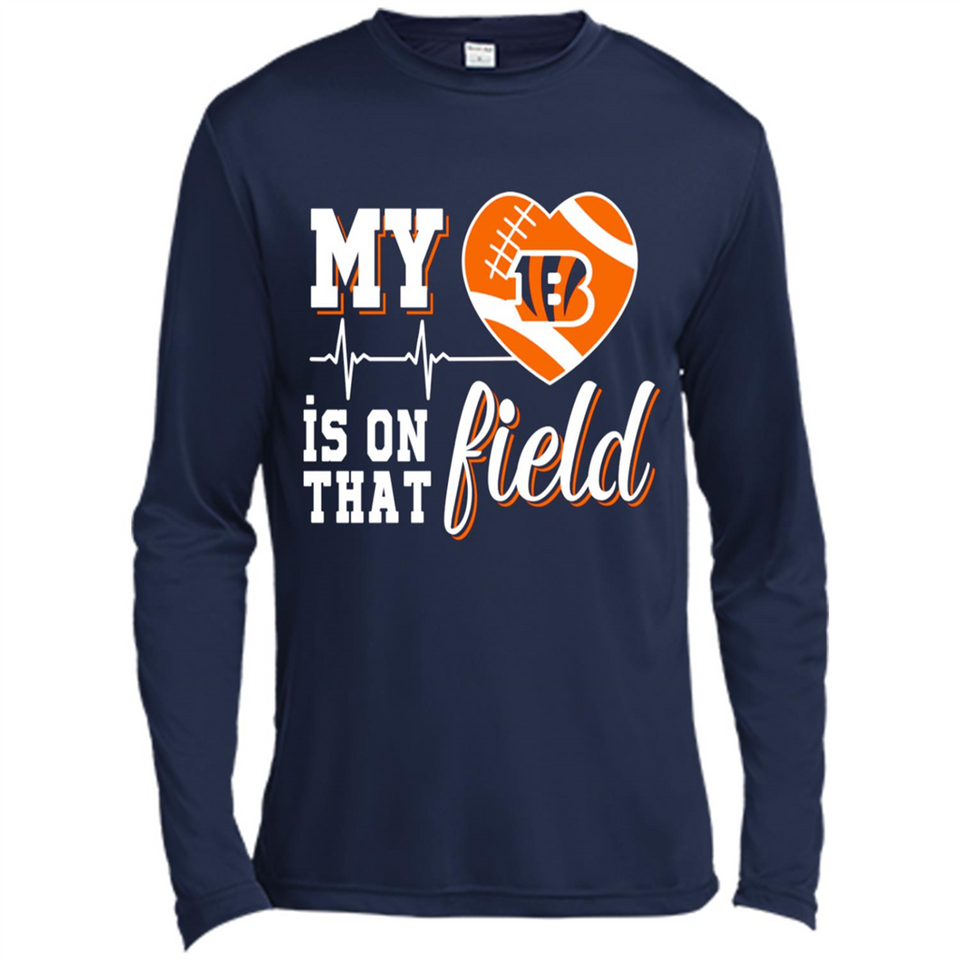 Cincinnati Bengals Football My Heart is on that Field - Canvas Long Sleeve T-Shirt