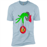 GRINCH HAND HOLDING CHICAGO BLACKHAWKS GLITTER CHRISTMAS PINGPONG