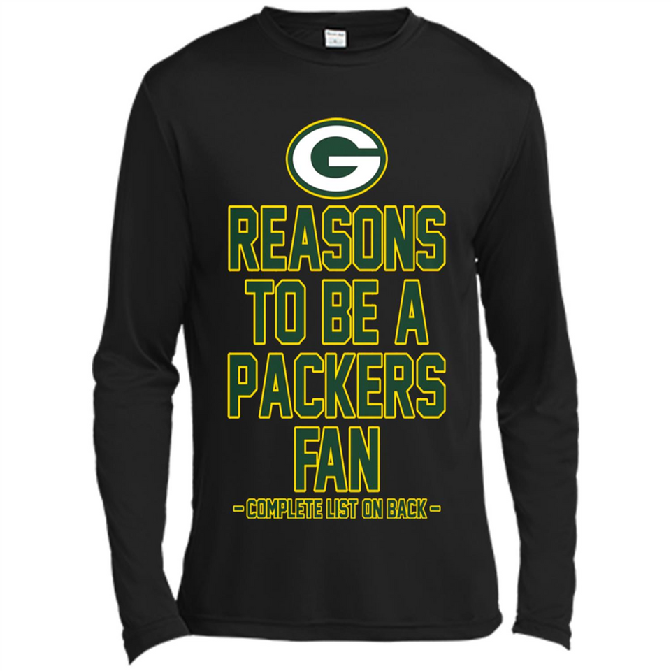 Reasons to be a Green Bay Packers Fan Complete List on Back - Canvas Long Sleeve T-Shirt