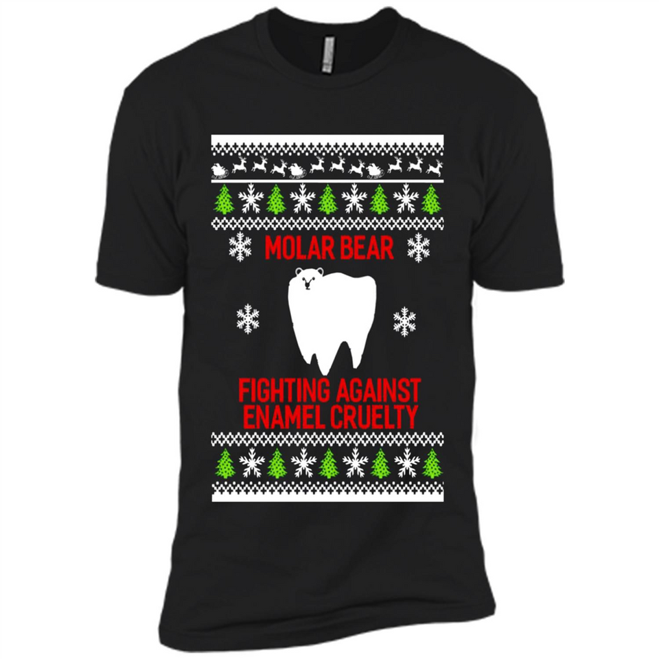Molar bear fighting against enamel cruelty Christmas - Premium Short Sleeve T-Shirt