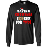 Womens Funny Eating Christmas Cookies For Two Pregnancy - Long Sleeve T-Shirt