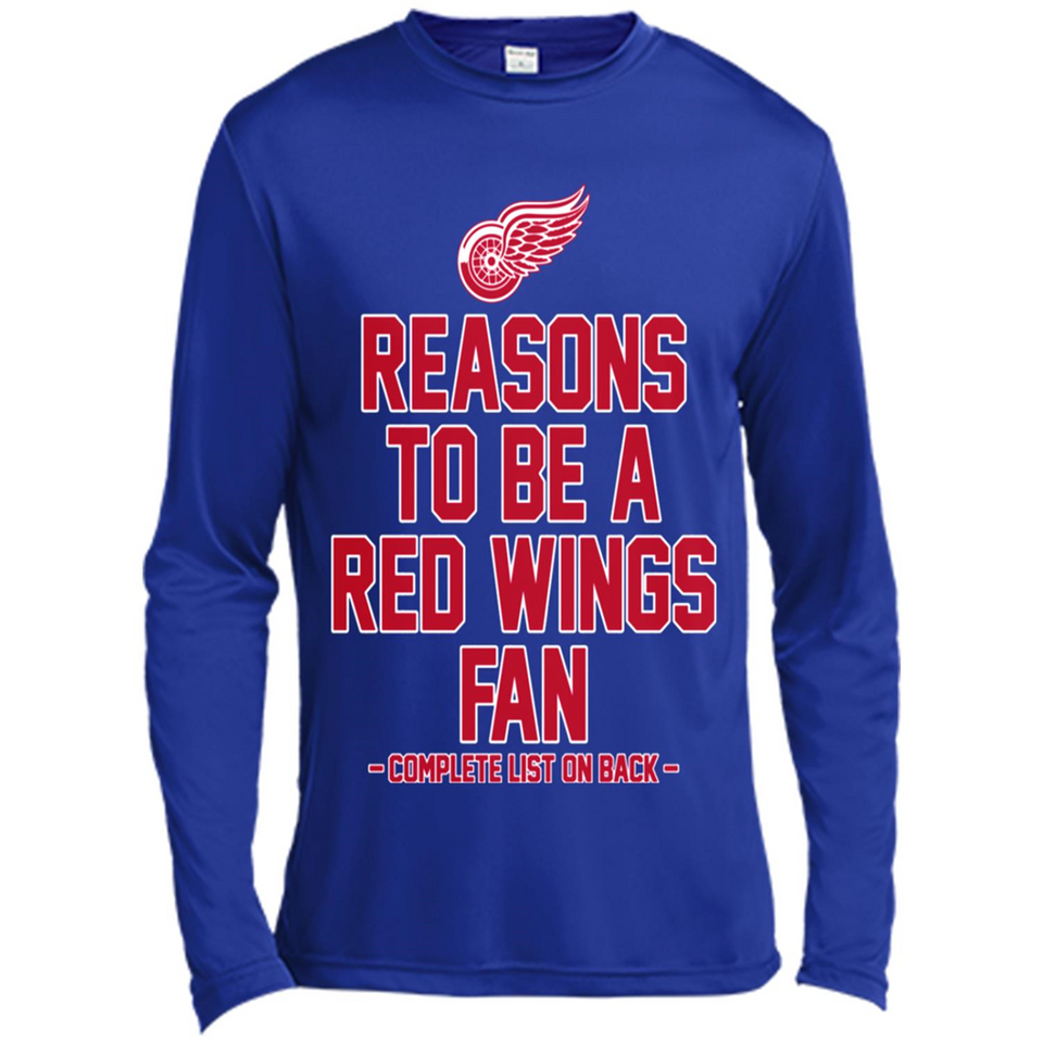 Reasons to be a Detroit Red Wings Fan Complete List on Back - Canvas Long Sleeve T-Shirt