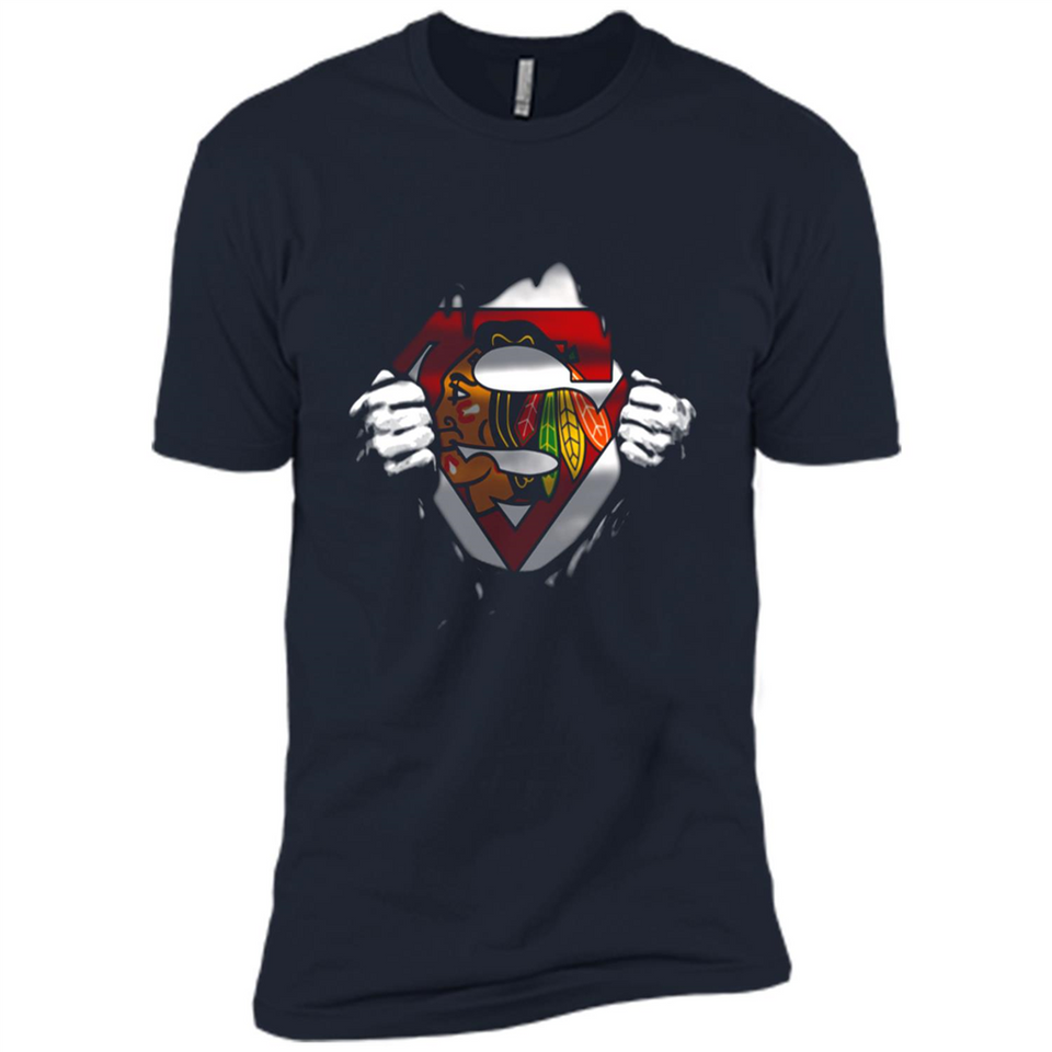 Chicago Blackhawks And Superman Fans - Premium Short Sleeve T-Shirt