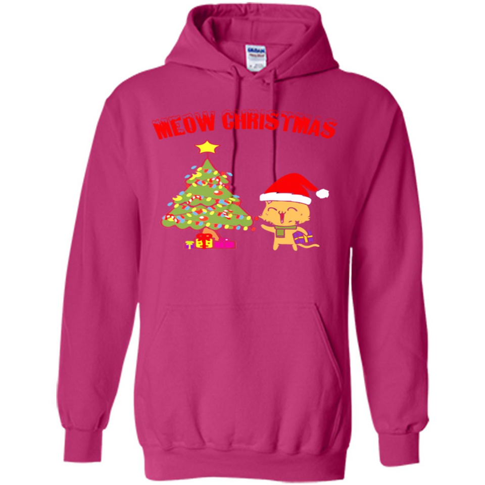 Meow merry christmas- cat and pine merry christmas - Hoodie