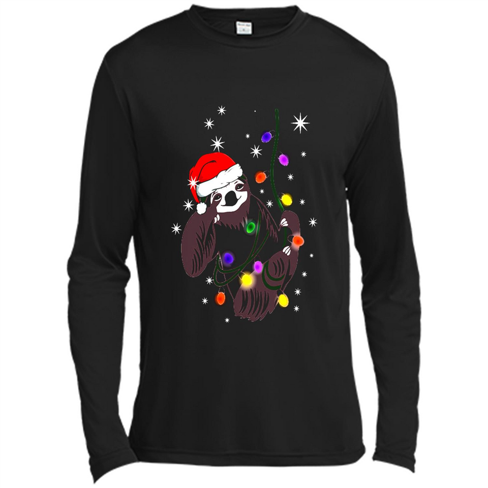 Cute Christmas Choloepus Sloth Santa Led Light Mug - Canvas Long Sleeve T-Shirt