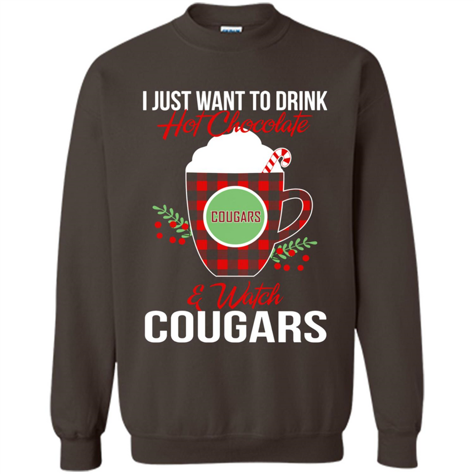 I Just Want To Drink Hot Chocolate & Watch Washington State Cougars Ugly Christmas Sweater PINGPONG