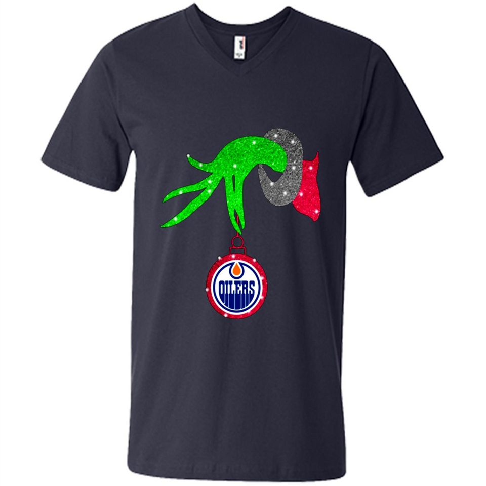 GRINCH HAND HOLDING EDMONTON OILERS GLITTER CHRISTMAS PINGPONG