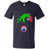 GRINCH HAND HOLDING EDMONTON OILERS GLITTER CHRISTMAS PINGPONG