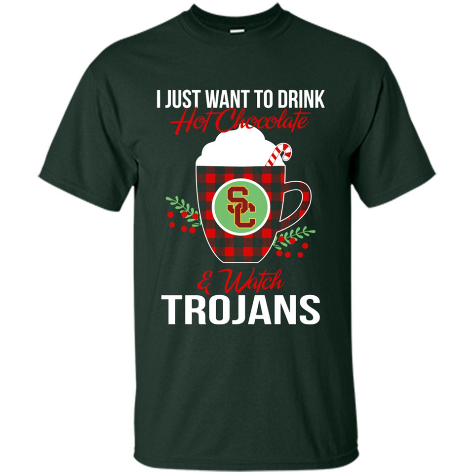 I Just Want To Drink Hot Chocolate & Watch USC Trojans Ugly Christmas Sweater PINGPONG