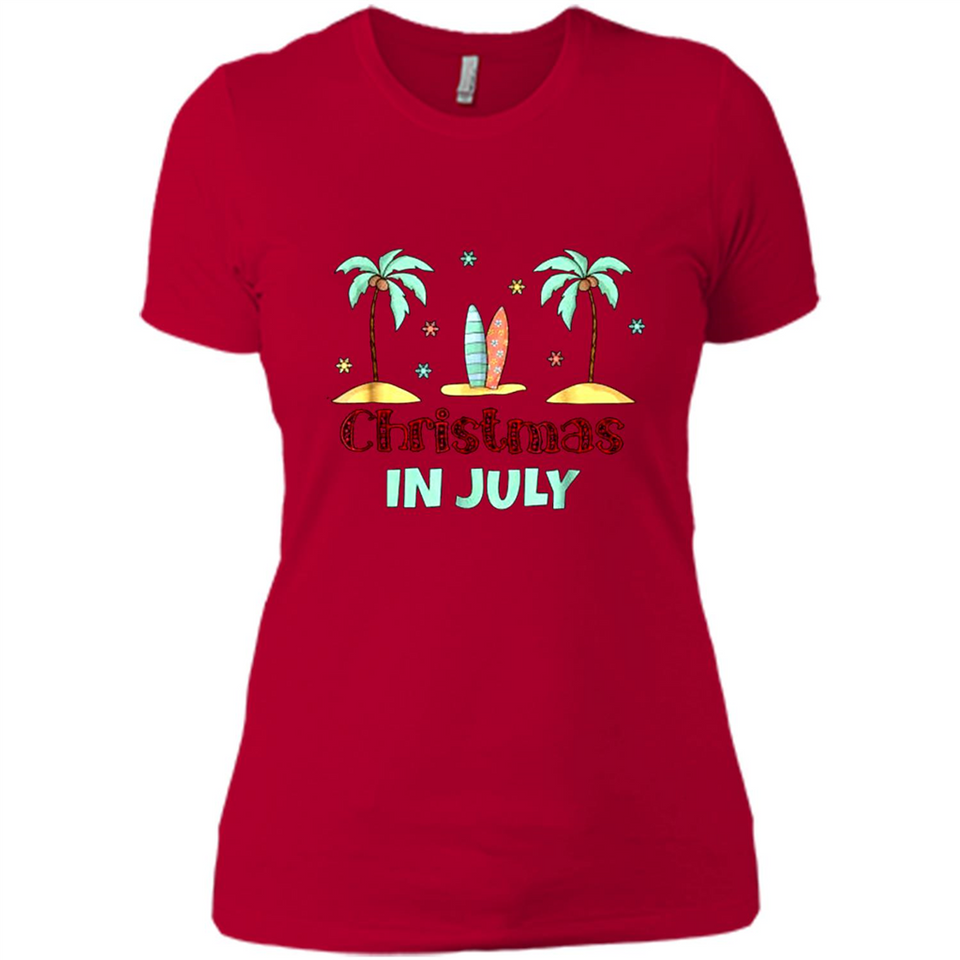 Christmas In July Shirt Surfing Palm Trees Surfboard - Ladies' Boyfriend T-Shirt