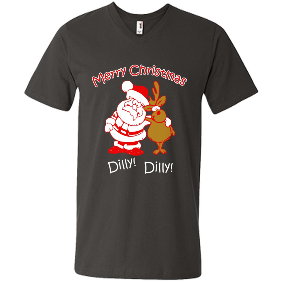 Christmas T-Shirt Santa And Reindeer Dilly Dilly - Men's V-Neck