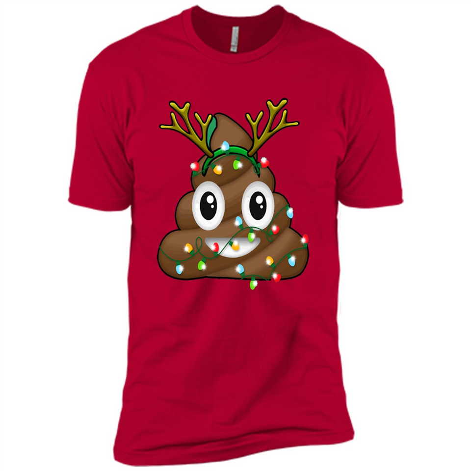 Reindeer Poop Emoji Cute Merry Christmas T-Shirt - Premium Short Sleeve T-Shirt