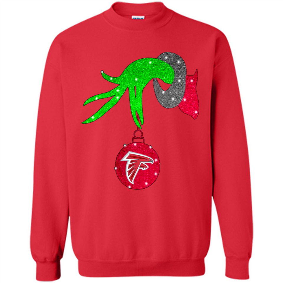 GRINCH HAND HOLDING ATLANTA FALCONS GLITTER CHRISTMAS PINGPONG