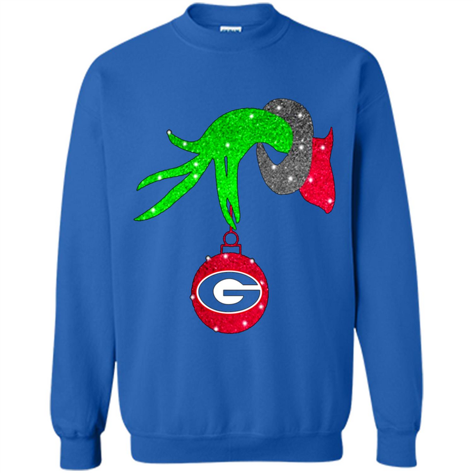 GRINCH HAND HOLDING GEORGIA BULLDOGS GLITTER CHRISTMAS PINGPONG