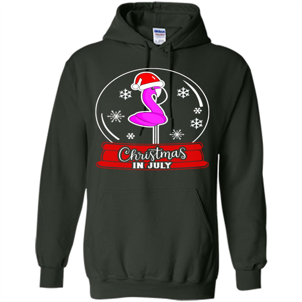 Christmas In July Flamingo Snow Globe Santa Hat - Hoodie