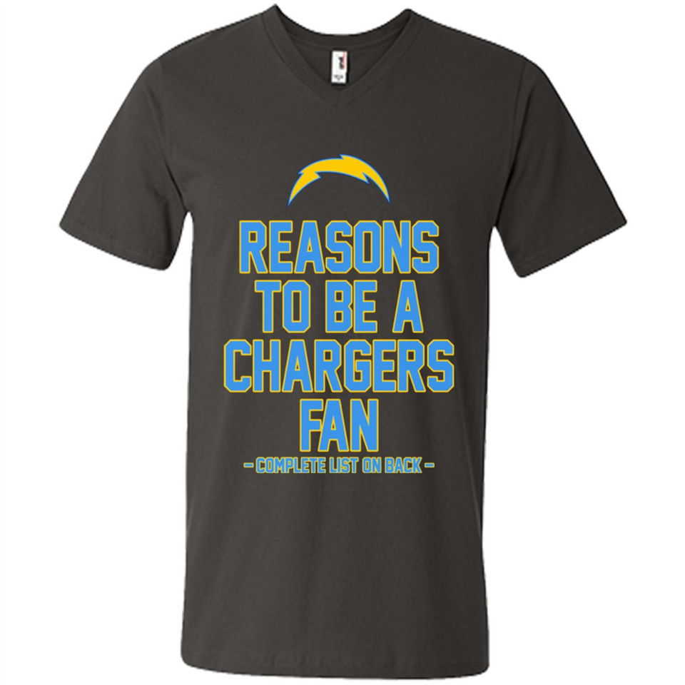 Reasons to be a Los Angeles Chargers Fan Complete List on Back - Men's V-Neck