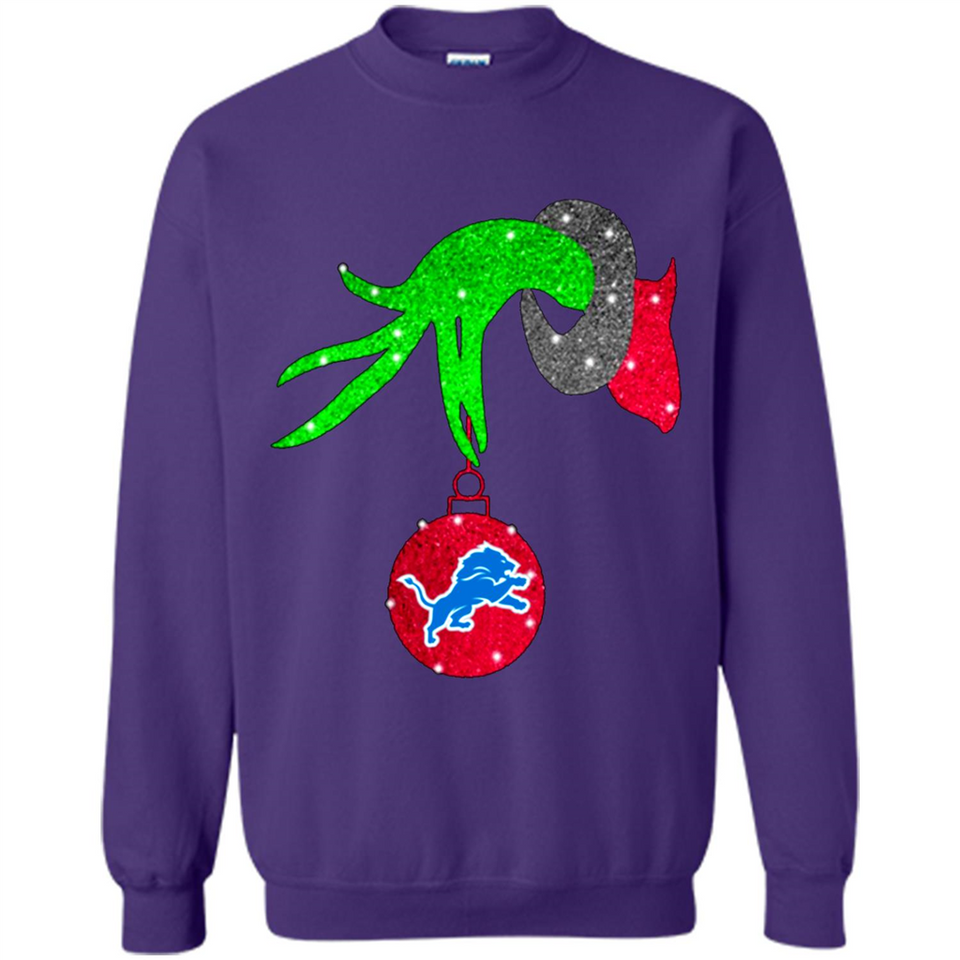 GRINCH HAND HOLDING DETROIT LIONS GLITTER CHRISTMAS PINGPONG
