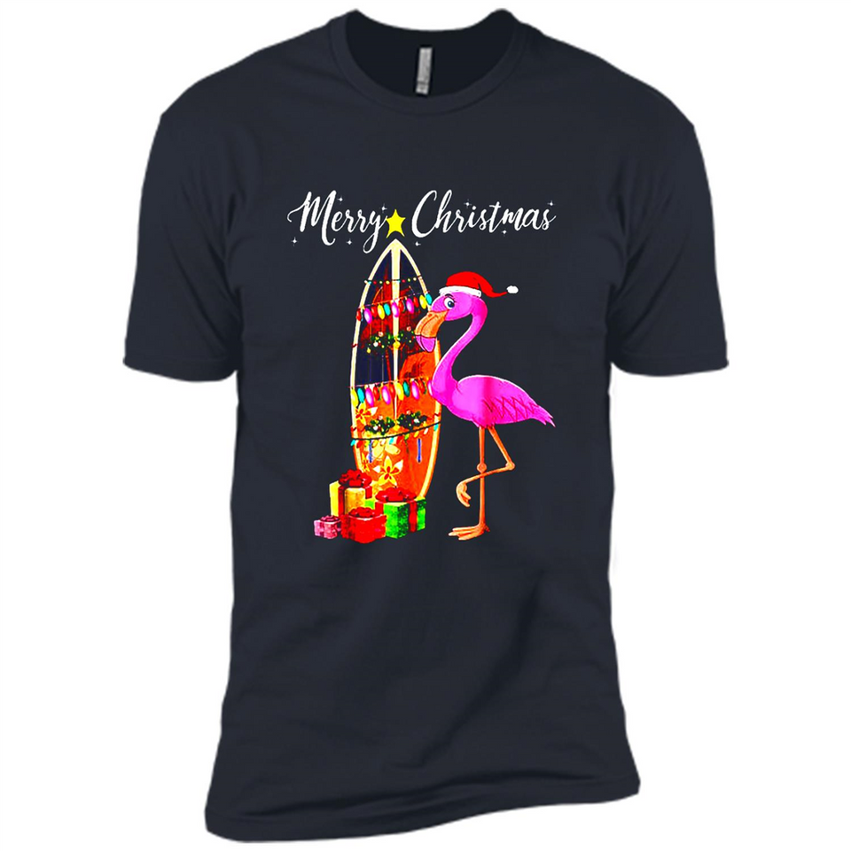 Flamingo Christmas Shirt, Merry Christmas Shirt , Flamingo - Premium Short Sleeve T-Shirt