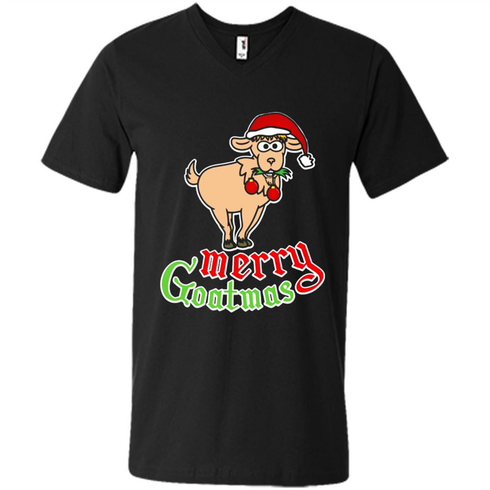 Christmas Merry Goatmas Goat Shirt Santa Hat - Men's V-Neck