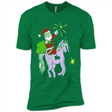 Distressed Retro Santa Riding Unicorn - Premium Short Sleeve T-Shirt