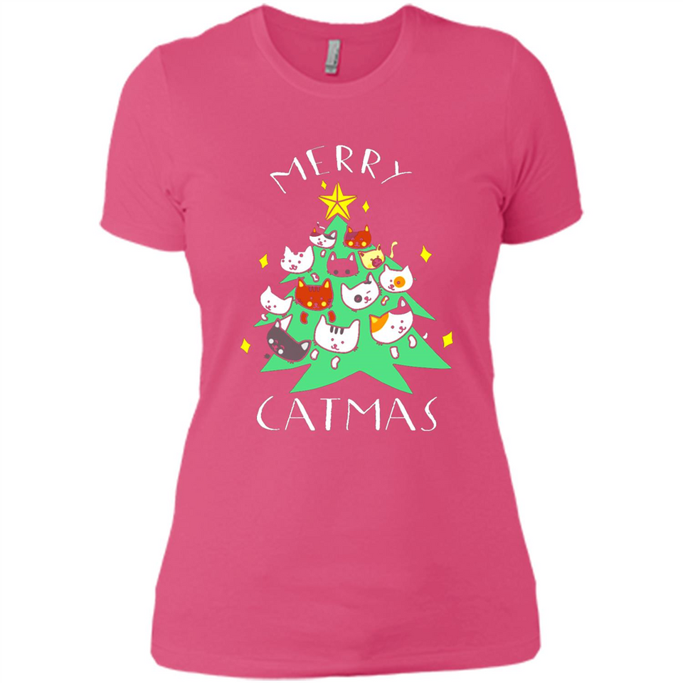 Merry Catmas Funny Cool Christmas Mug PINGPONG - Ladies' Boyfriend T-Shirt