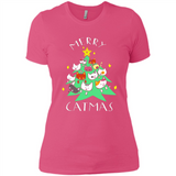 Merry Catmas Funny Cool Christmas Mug PINGPONG - Ladies' Boyfriend T-Shirt