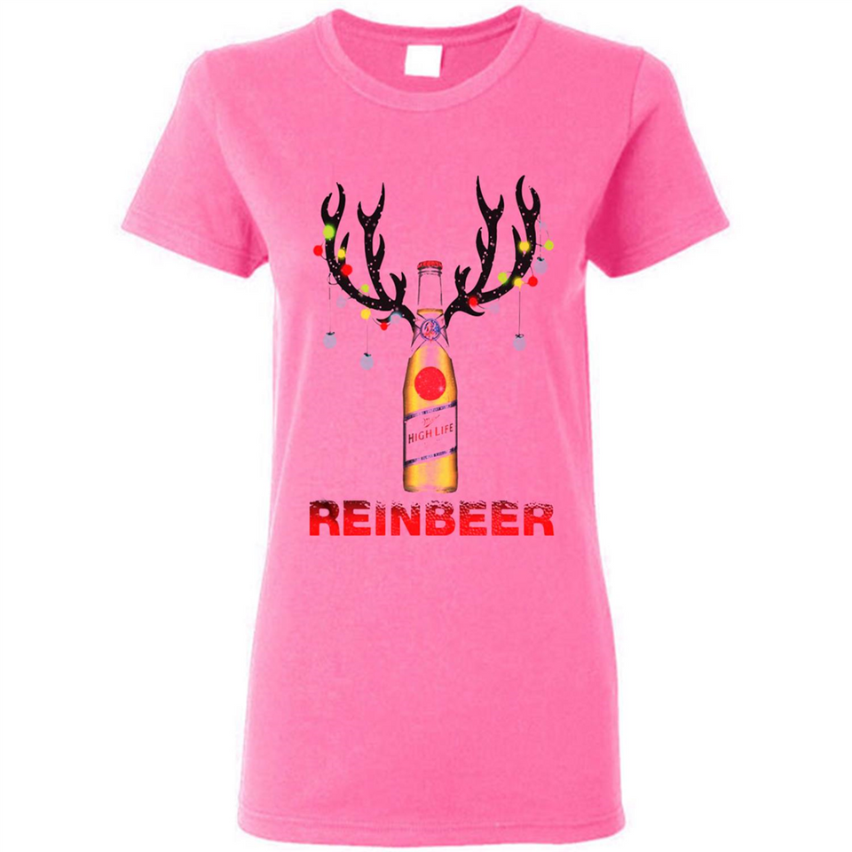 Miller High Life beer reinbeer Christmas - Ladies Short-Sleeve