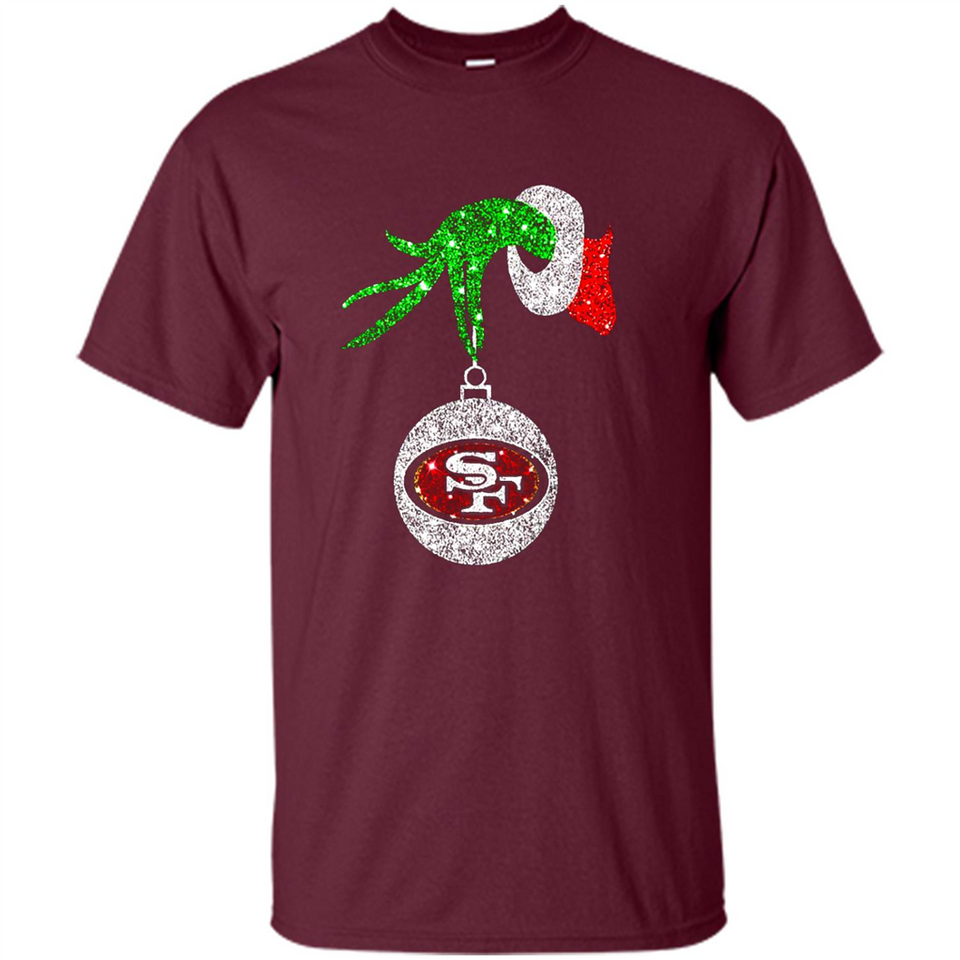 Amazing tee San Francisco 49ers Glitter Grinch Monogram Ornament Christmas Gift - Shirt