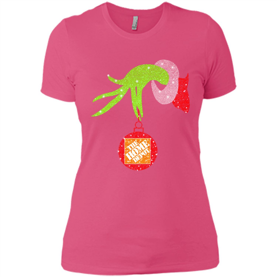 Grinch hand holding Logo HomeDepot Glitter Christmas - Ladies' Boyfriend T-Shirt