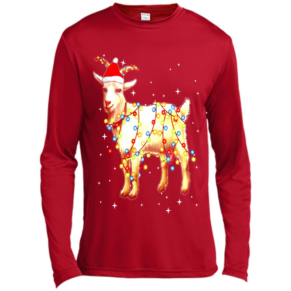 Christmas Lights Goat Wearing Santa Hat Funny Xmas - Canvas Long Sleeve T-Shirt