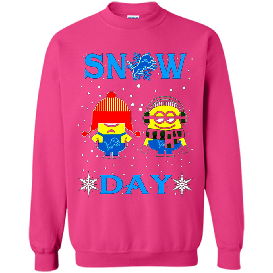 Snow Day Shirt For Detroit Lions Vs Minion Fans pingpong
