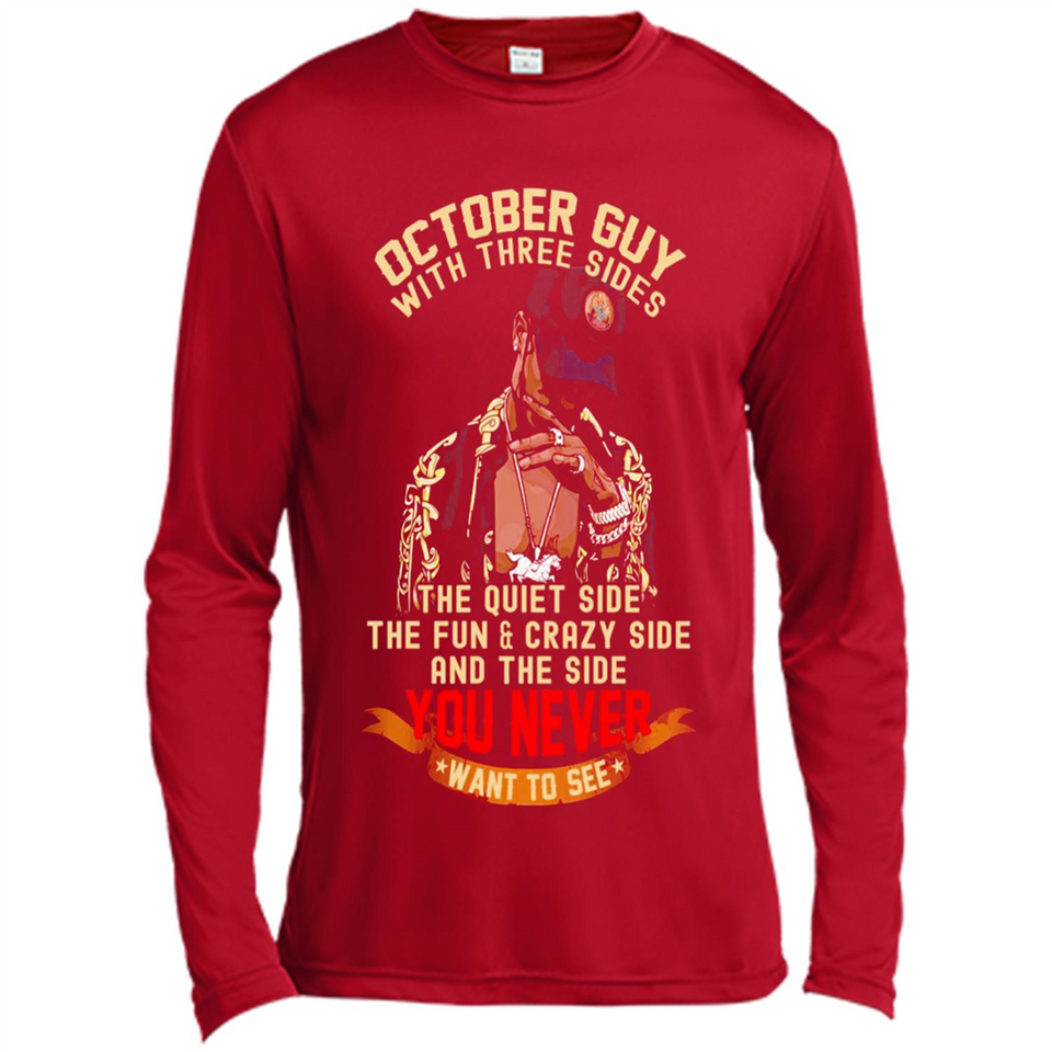 October Guy With Three Sides Quiet Fun Crazy - Canvas Long Sleeve T-Shirt