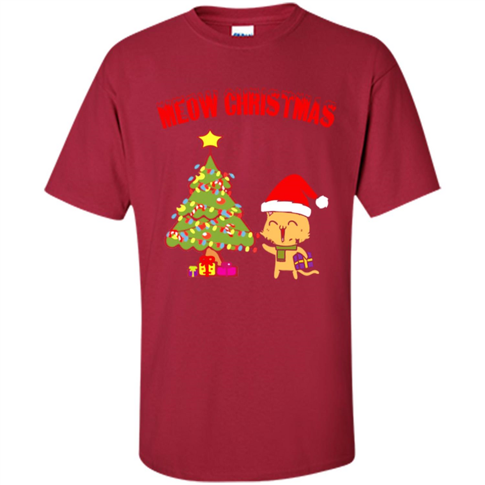 Meow merry christmas- cat and pine merry christmas - Shirt
